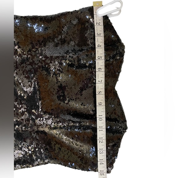 Betsey Johnson Black Sequin Dress Size 6 Fits Size 4 Strapless or with Straps - Picture 14 of 16